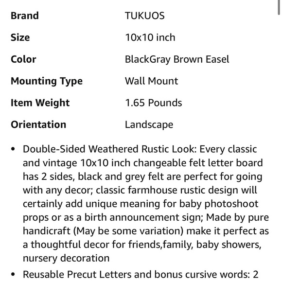 Double sided letter board 10x10 rustic frame - Picture 4 of 12